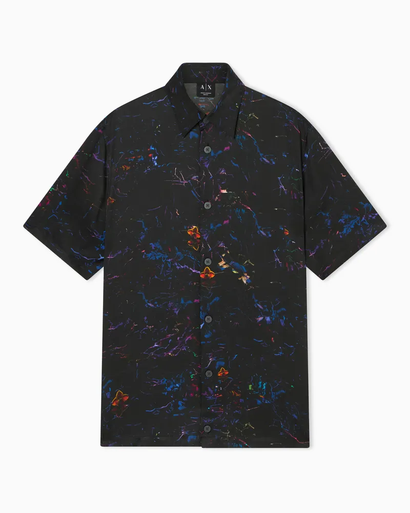 Armani Exchange Viskose-Twill-Hemd Schwarz