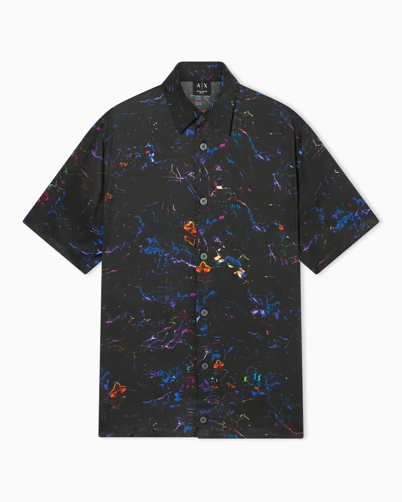 Armani Exchange Viskose-Twill-Hemd Schwarz