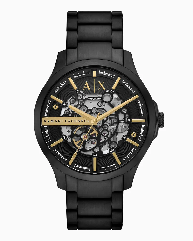 Armani Exchange Automatikuhr aus rostfreiem Stahl in Schwarz Mehrfarbig
