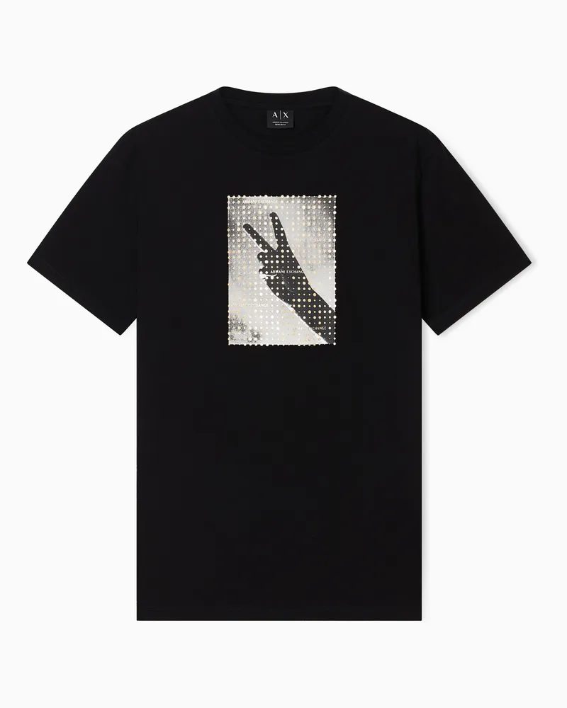 Armani Exchange Regular fit cotton T-shirt Schwarz