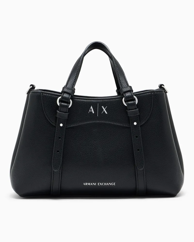 Armani Exchange Shopping Bag mit Struktur und verstellbaren Henkeln Schwarz