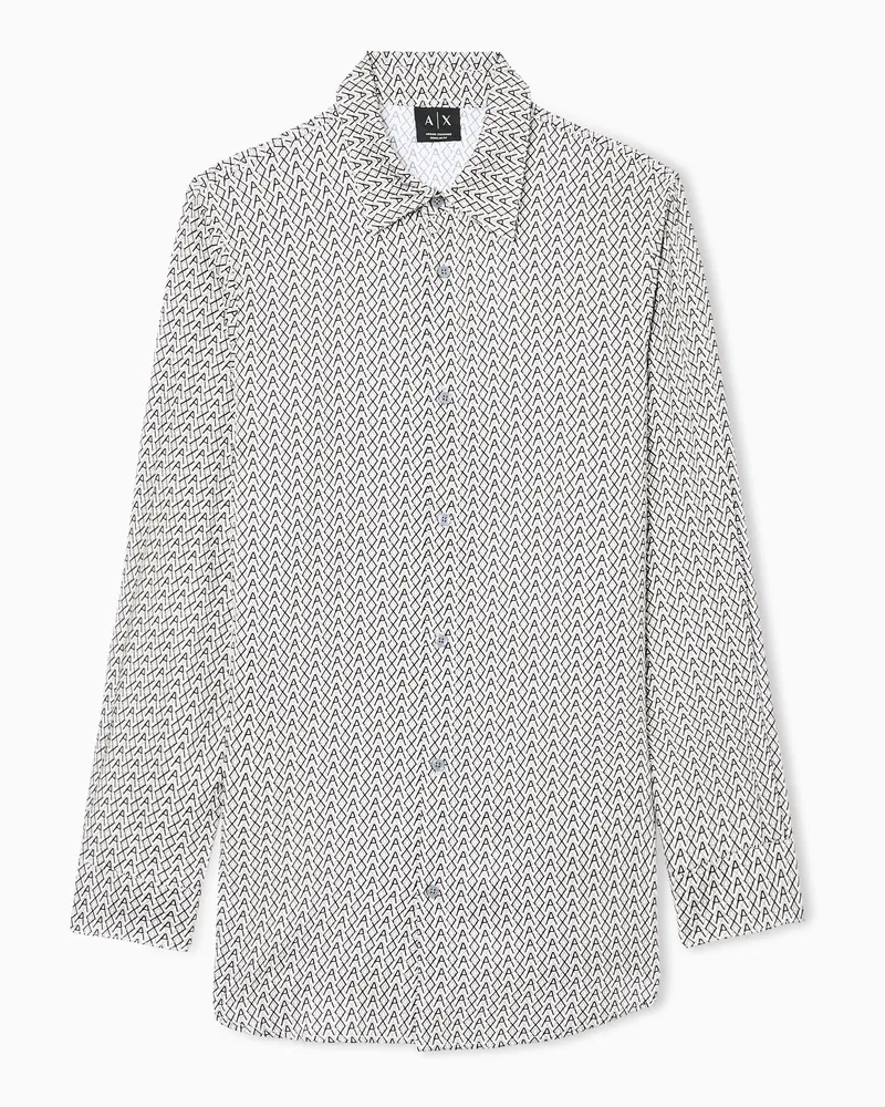 Armani Exchange Normal geschnittenes Hemd mit Allover-Logoprint Beige