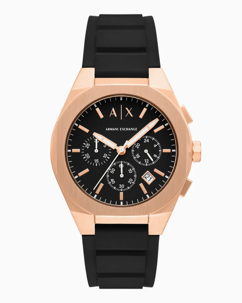 Armani Exchange Sync Chronograph aus schwarzem Silikon Mehrfarbig
