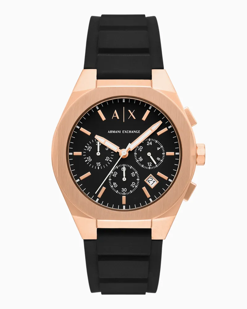 Armani Exchange Sync Chronograph aus schwarzem Silikon Mehrfarbig