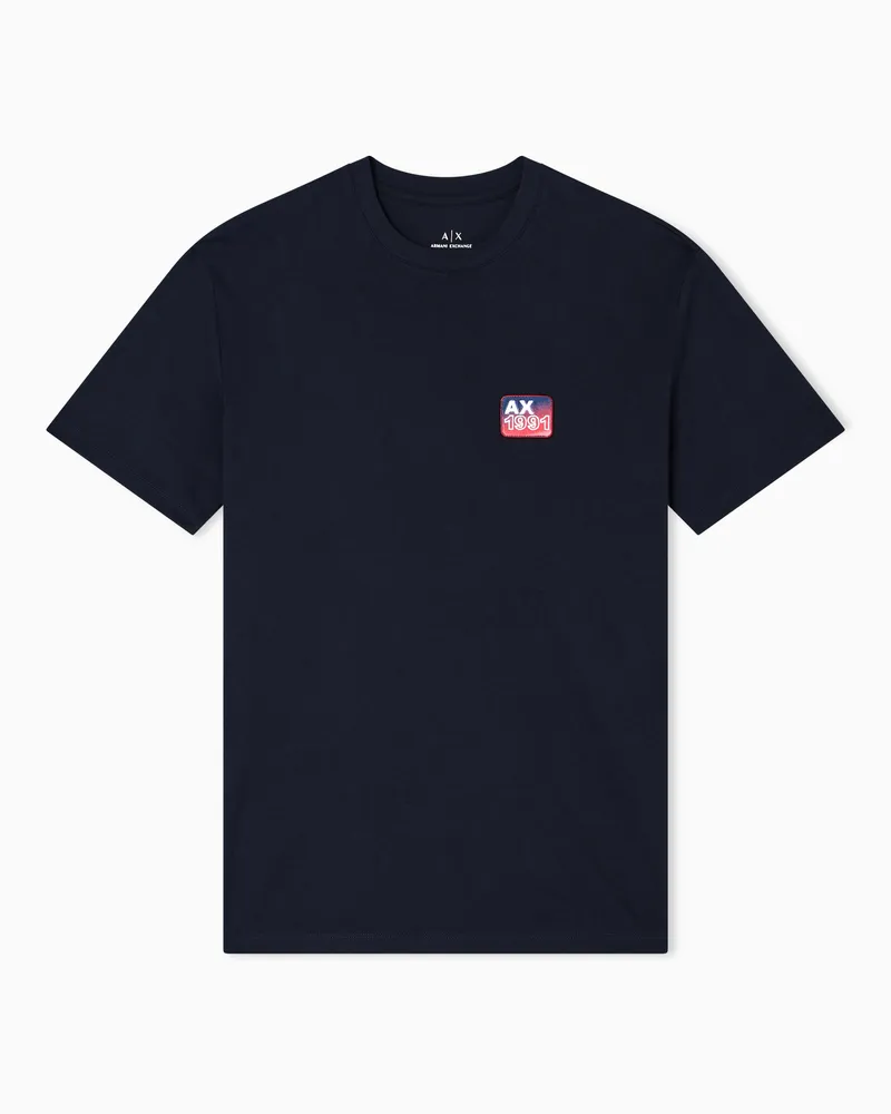 Armani Exchange T-Shirt mit normaler Passform und Aufnäher Marineblau