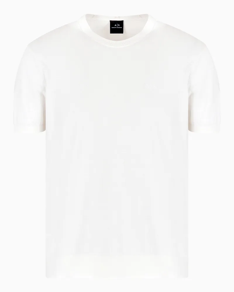 Armani Exchange T-Shirt aus Bio-Baumwollstrick Weiß