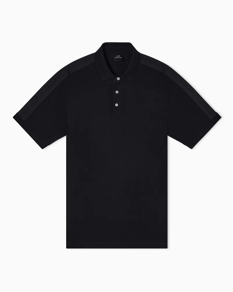 Armani Exchange Poloshirt mit normaler Passform und Kontrastband Schwarz
