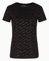 Armani Exchange Jersey-t-shirt mit Normaler Passform und Durchgehendem Asv-logo Schwarz