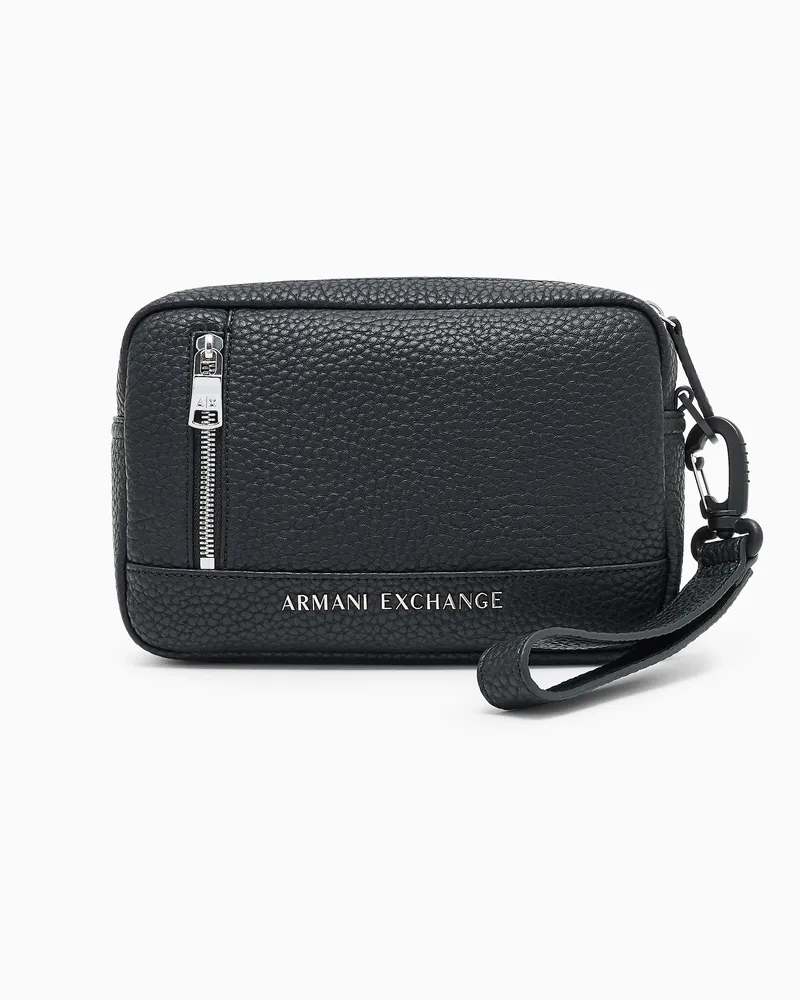 Armani Exchange Kosmetikkoffer mit Außengurt aus recyceltem ASV-Material Schwarz