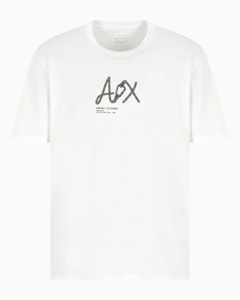 Armani Exchange T-Shirt mit normaler Passform und Logo Weiß