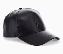 Baseballkappe aus Kunstleder mit frontalem Metalllogo