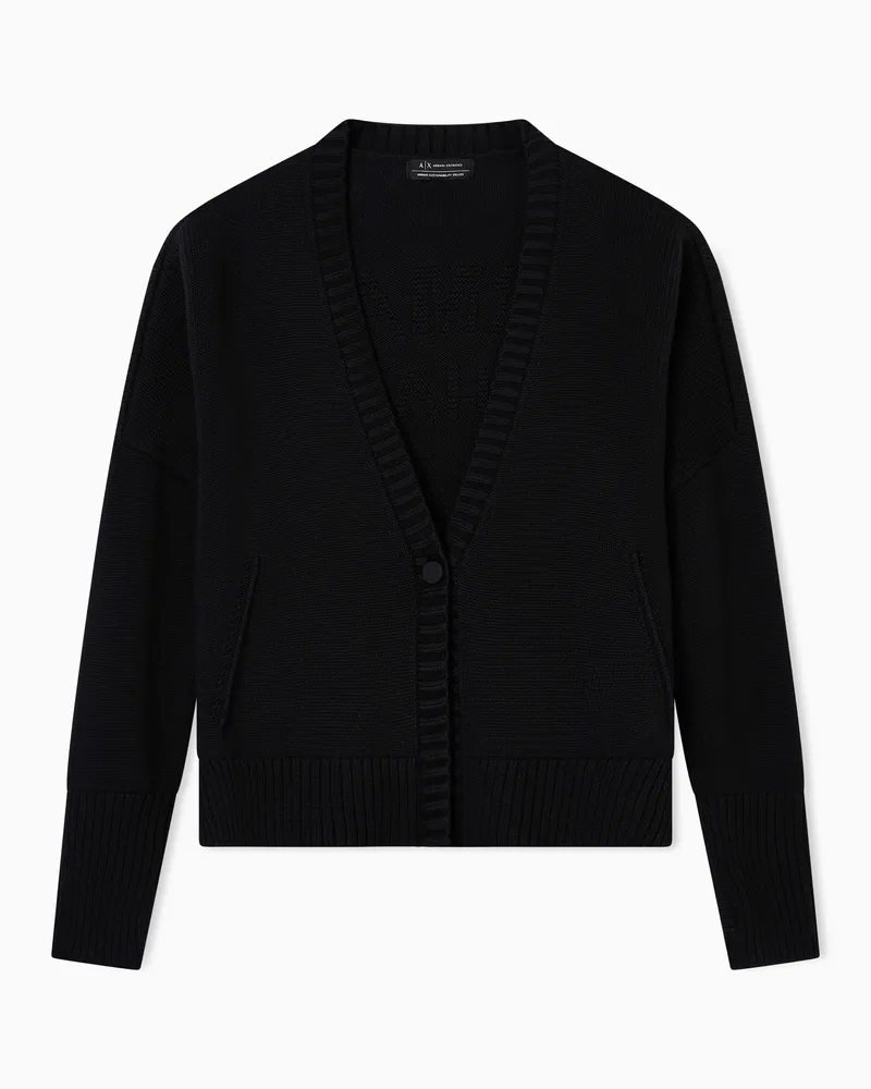 Armani Exchange Asymmetrische Baumwoll-Strickjacke Schwarz