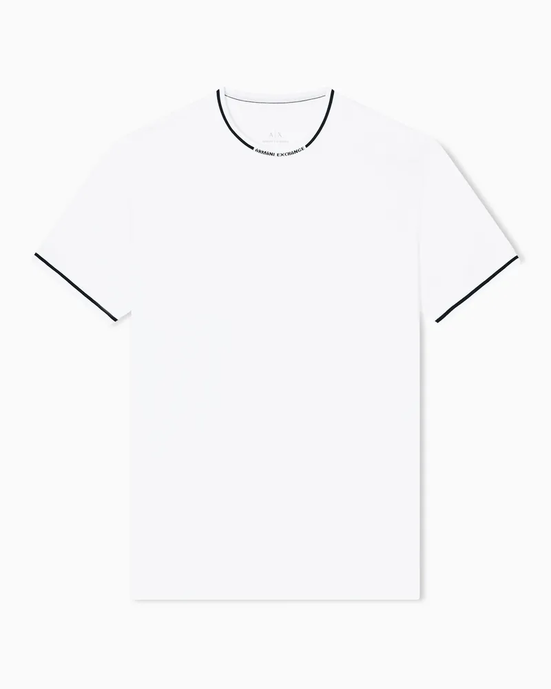 Armani Exchange T-Shirt im Regular Fit mit kontrastierender Paspelierung Weiß