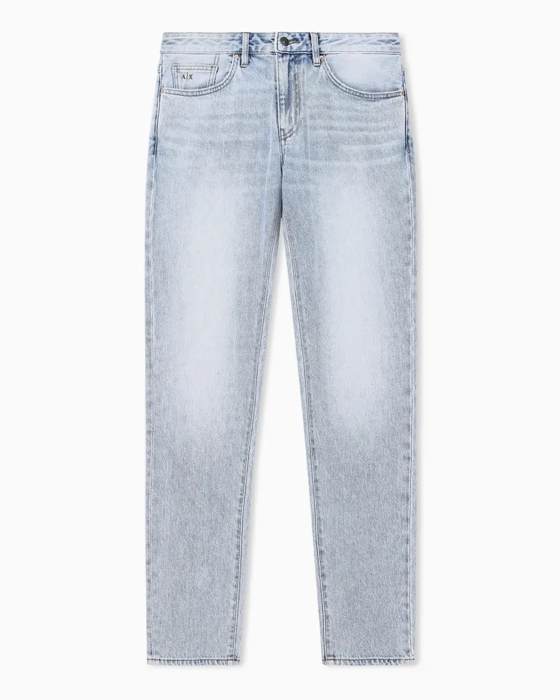 Armani Exchange Slim Fit 5-Pocket-Jeans aus gewaschenem Stretch-Denim Blau