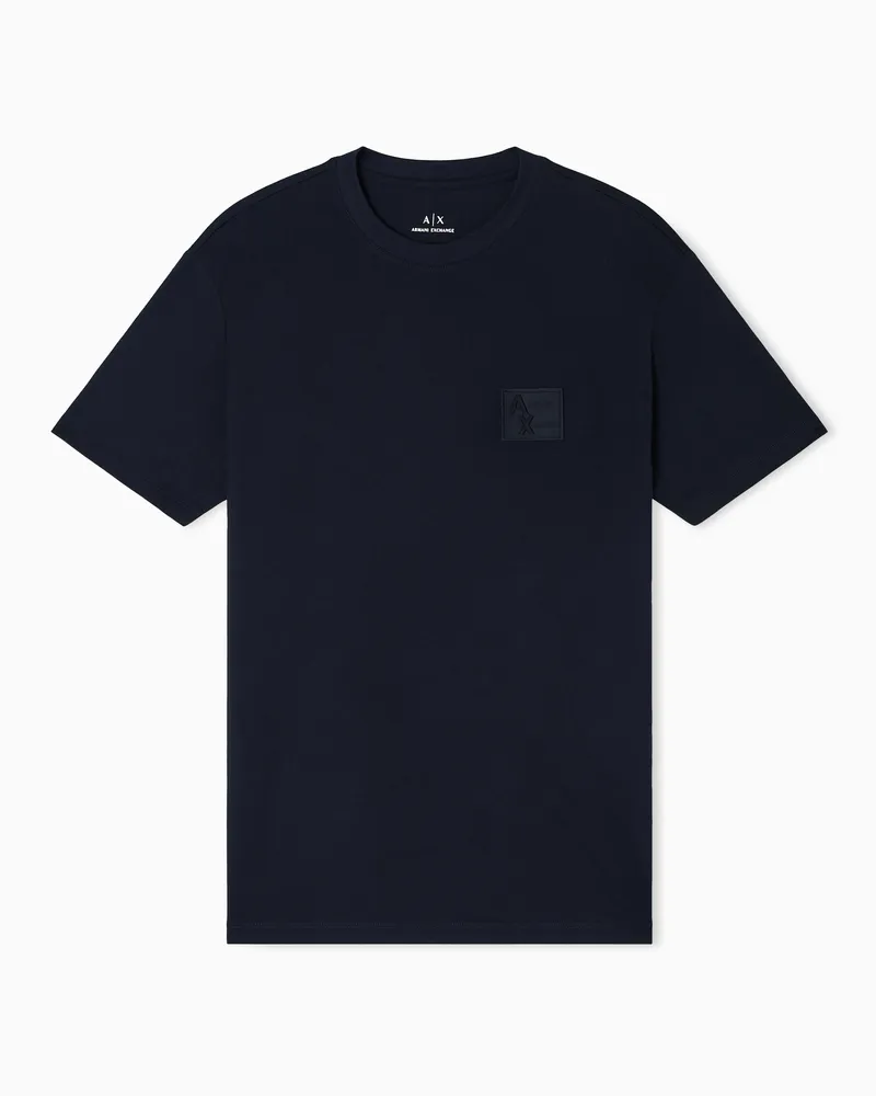 Armani Exchange T-Shirt mit normaler Passform und Aufnäher Marineblau