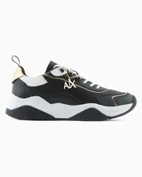 Armani Exchange Ledersneaker mit Logoapplikation Tiefschwarz