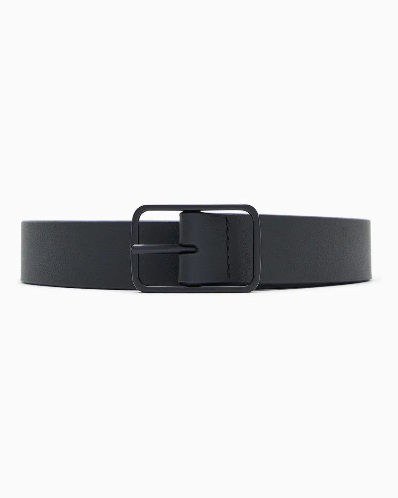 Armani Exchange Glatter Ledergürtel mit einer matten quadratischen Schnalle Schwarz