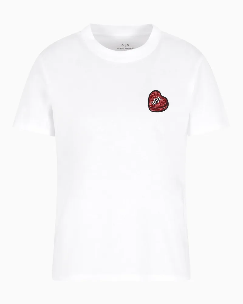 Armani Exchange T-Shirt mit Strassherz Weiß