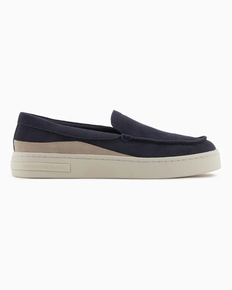 Armani Exchange Wildleder-Slipper Marineblau