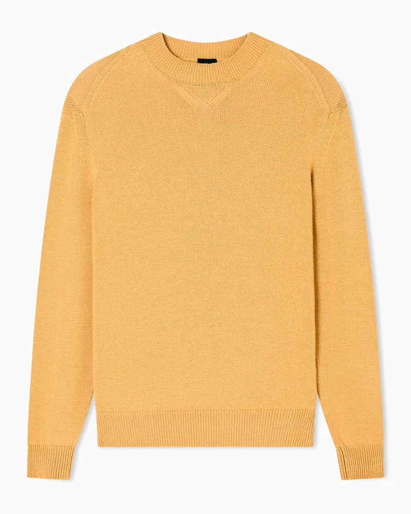 Armani Exchange Rundhalspullover aus Wolle und Baumwolle Gelb