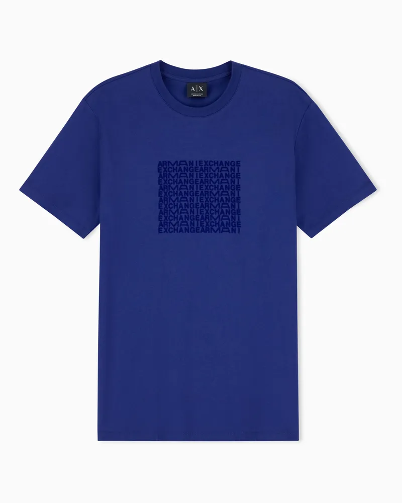 Armani Exchange T-Shirt Regular Fit aus Baumwolljersey Blau