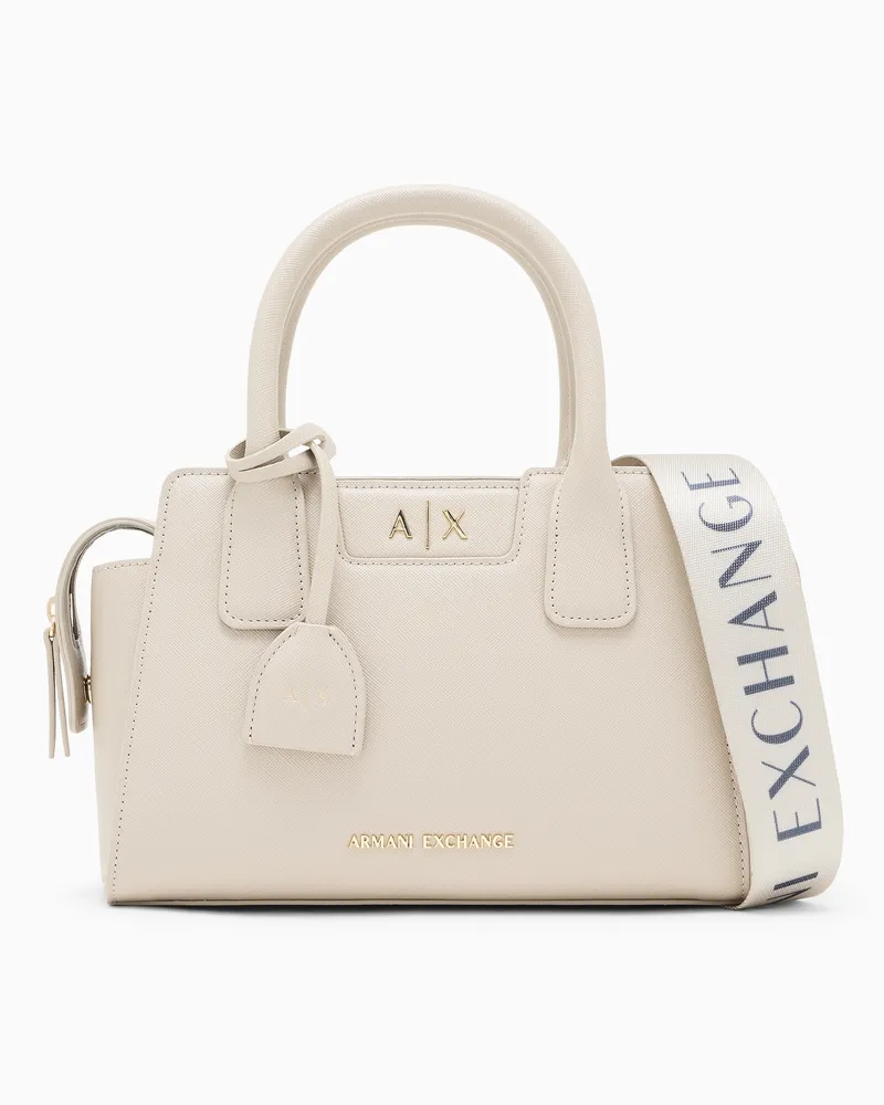 Armani Exchange Strukturierte Handtasche mit abnehmbarem Schulterriemen Weiß