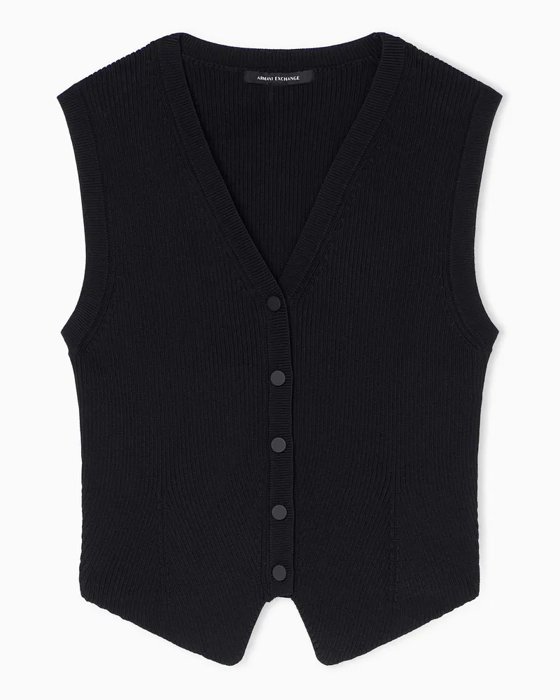 Armani Exchange Knitted Top in technical fabric Schwarz