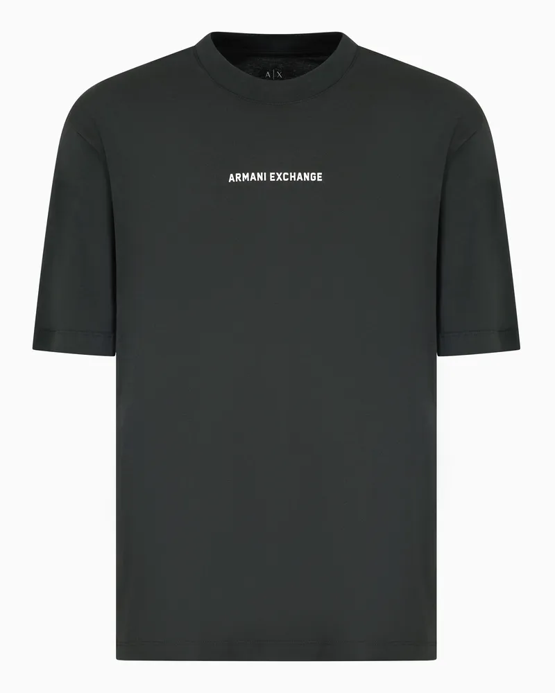 Armani Exchange T-Shirt im Regular Fit mit Logo-Print auf Vorder- und Rückseite Grün