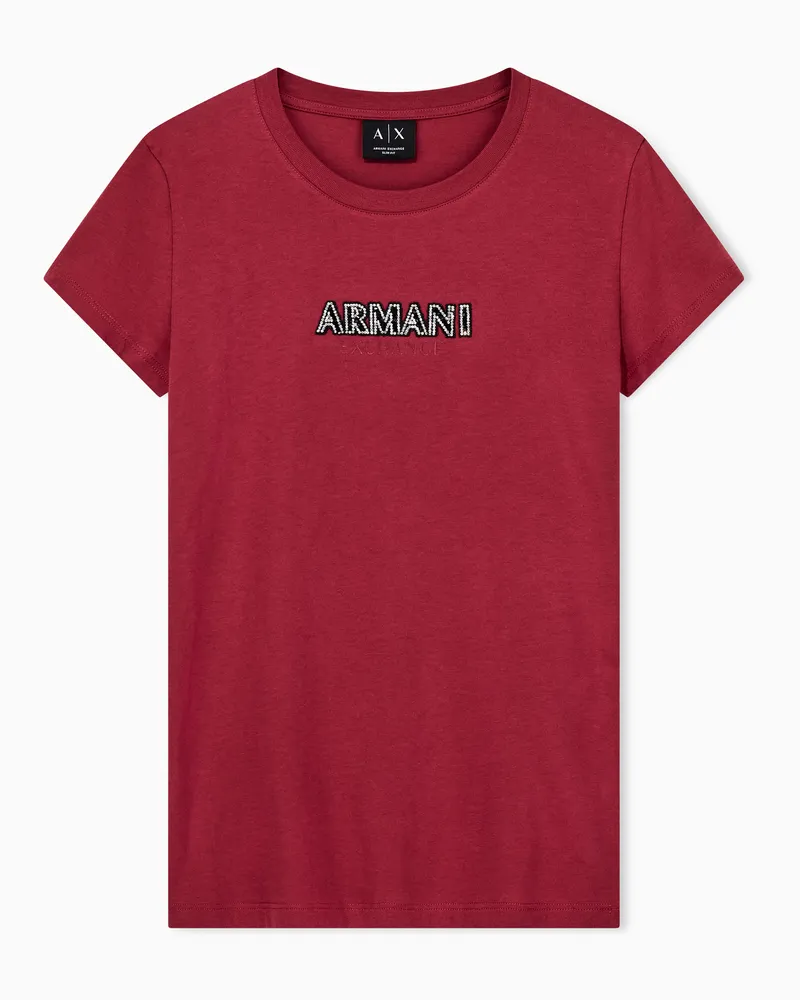 Armani Exchange T-Shirt Up For Party Baumwolljersey schlanke Passform Rot