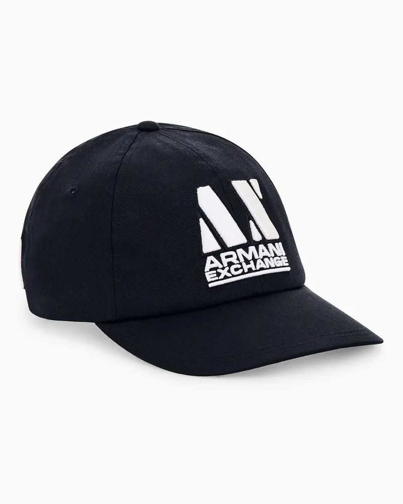 Armani Exchange Klassische Baseballkappe aus Baumwolltwill mit Stickerei Schwarz