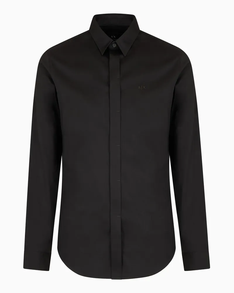Armani Exchange Slim-Fit-Hemd aus Stretch-Satin Grün