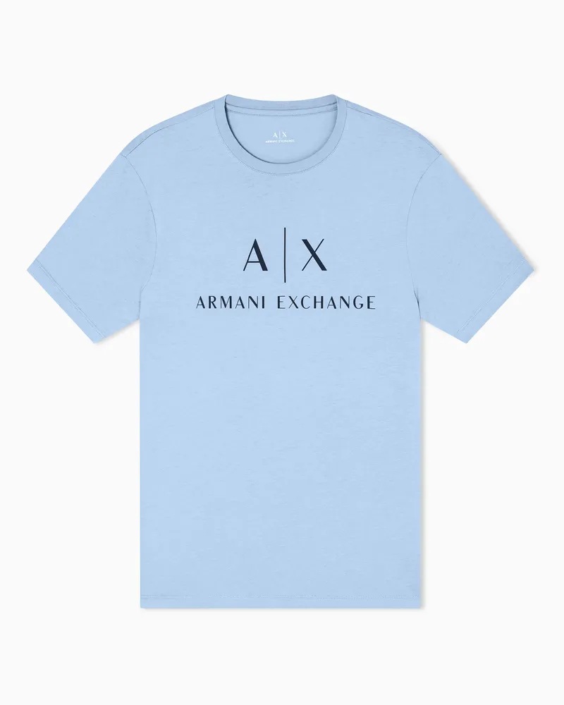 Armani Exchange Slim-Fit-Jersey-T-Shirt mit Logo Hellblau
