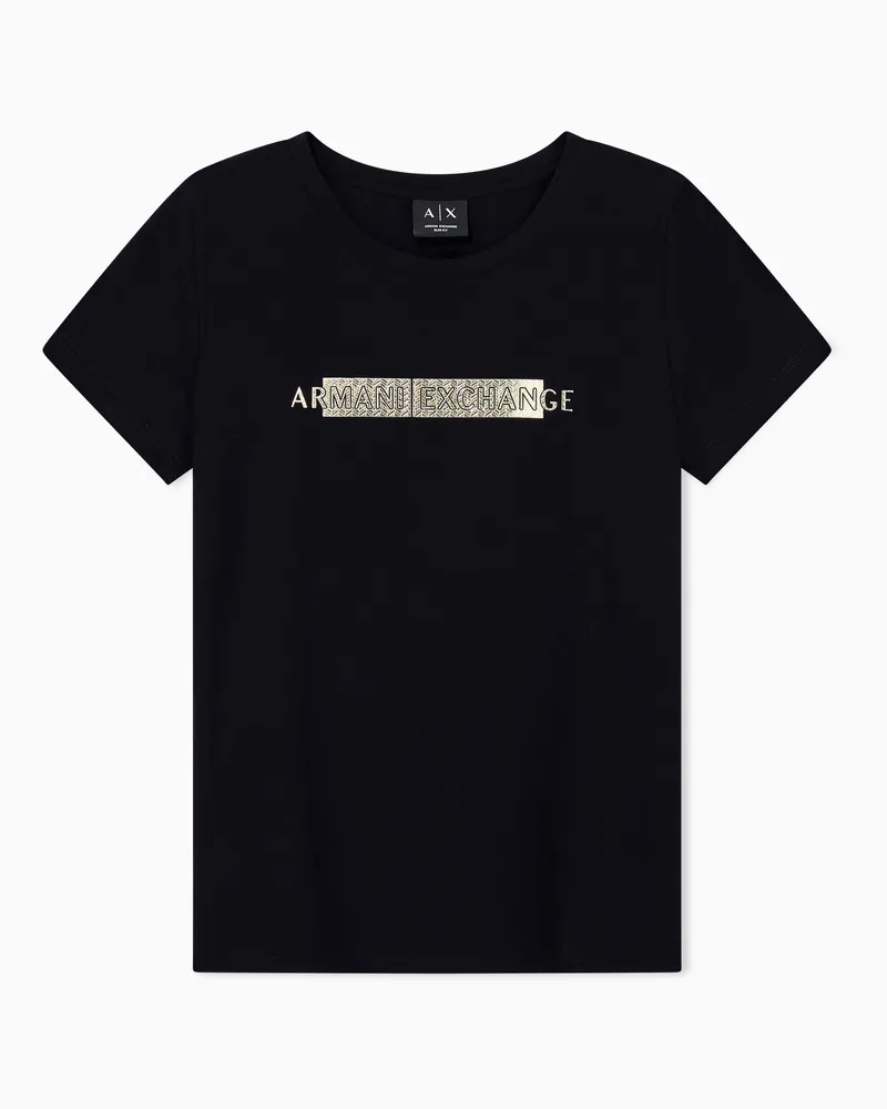 Armani Exchange T-Shirt schmal geschnitten aus Stretch-Baumwolljersey Schwarz