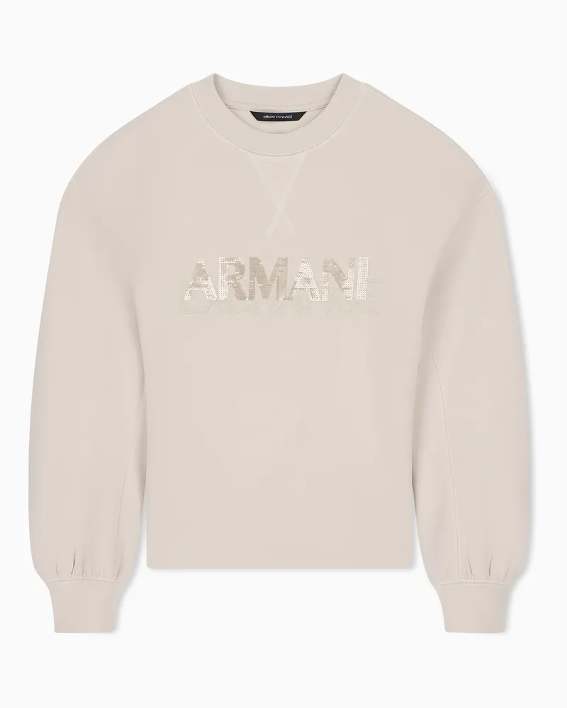Armani Exchange Sweatshirt Regular Schnitt aus Viskose Scuba mit Stretch Beige