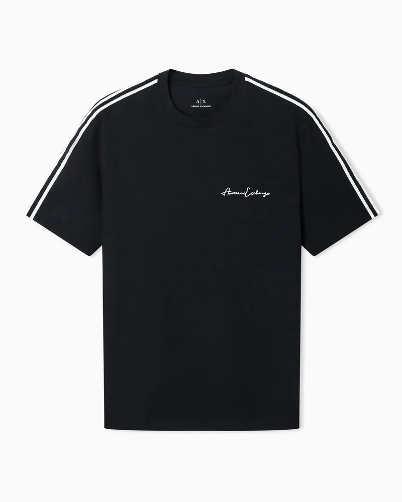 Armani Exchange T-Shirt mit Rundhalsausschnitt und charakteristischem Logo Marineblau