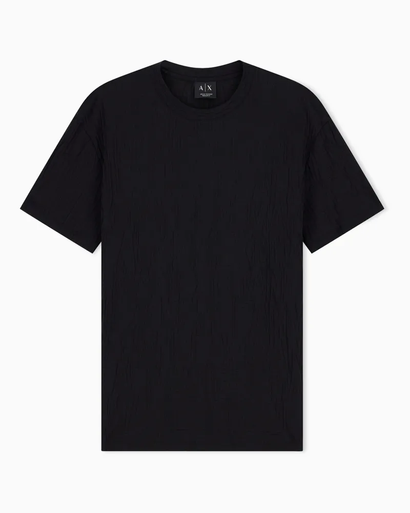 Armani Exchange T-Shirt im Regular Fit aus Baumwolljersey mit Prägung Schwarz