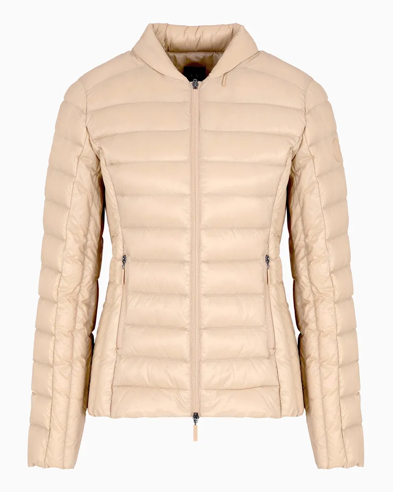 Armani Exchange Daunenjacke aus glänzendem Stoff Kamel