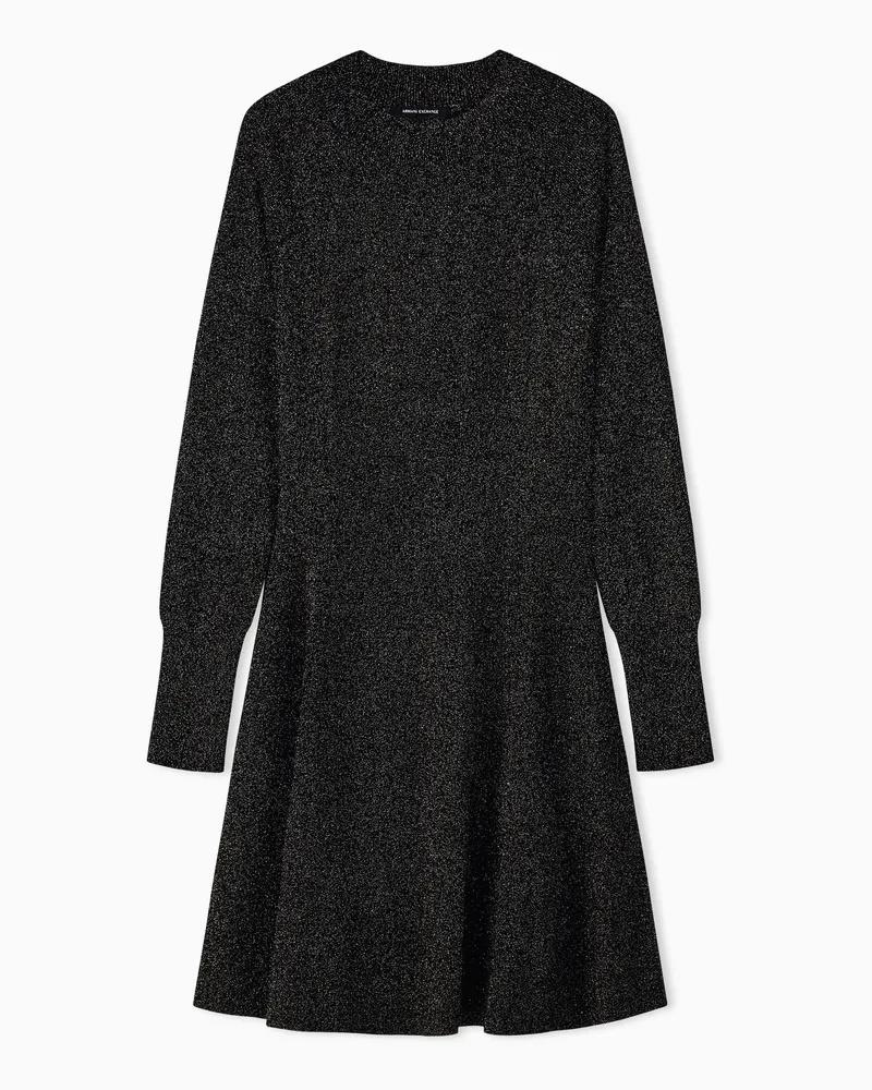 Armani Exchange Schmal geschnittenes Strickkleid aus metallisiertem Garn Schwarz