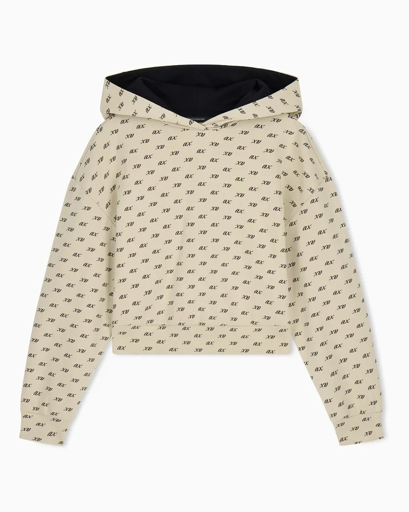 Armani Exchange Regular Fit Hoodie aus Bio-Baumwolle mit Allover-Print Beige