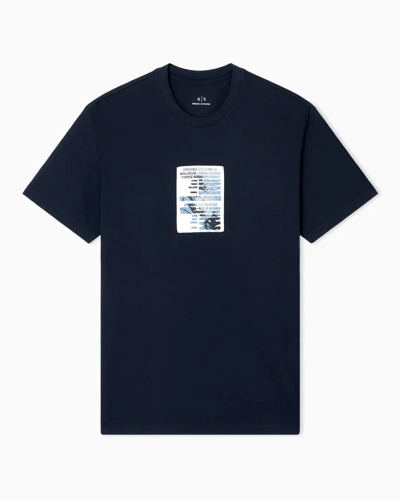 Armani Exchange T-Shirt mit Grafikdruck in normaler Passform Marineblau