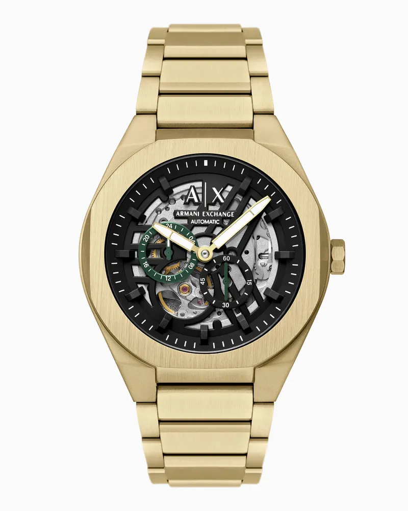 Armani Exchange Sync Automatikuhr aus Edelstahl in Gold Mehrfarbig