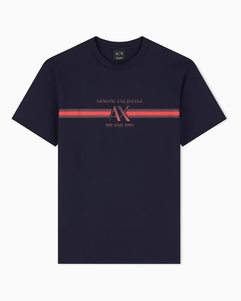 Armani Exchange T-Shirt reguläre Passform aus Baumwolljersey Marineblau