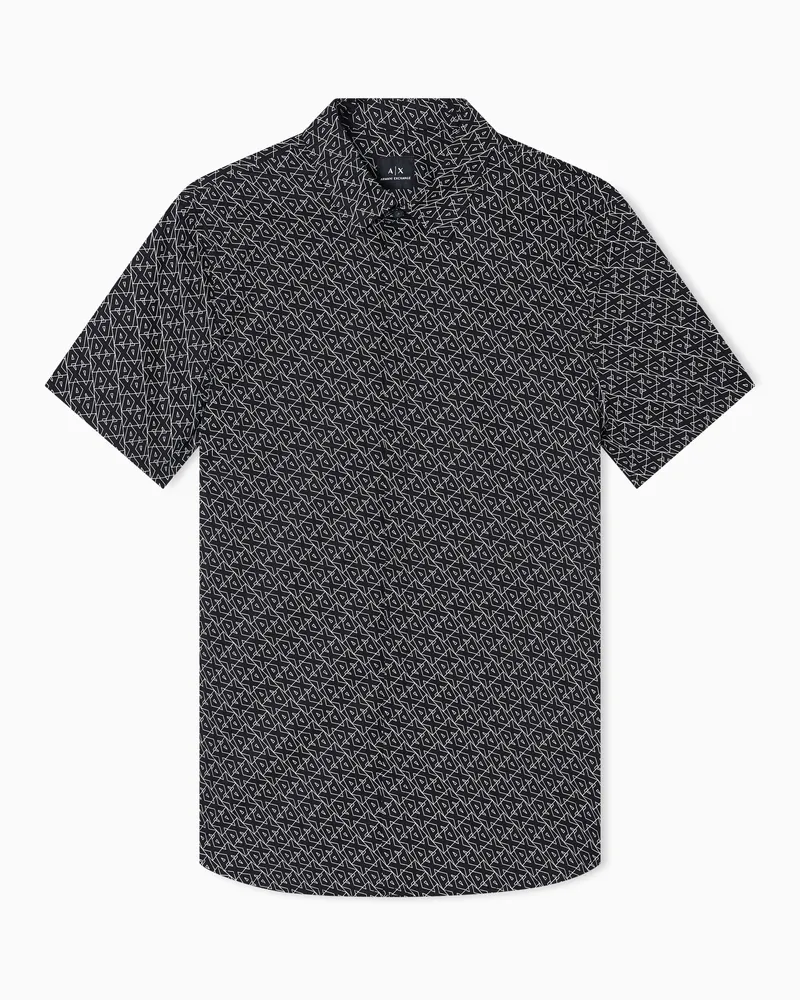 Armani Exchange Slim Fit Kurzarmhemd Schwarz