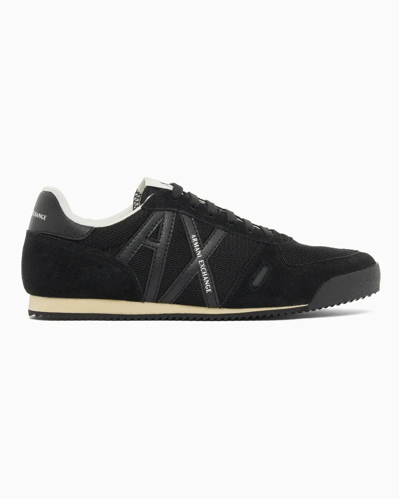 Armani Exchange Urban Suede Mesh Sneakers and Reflex Details Schwarz