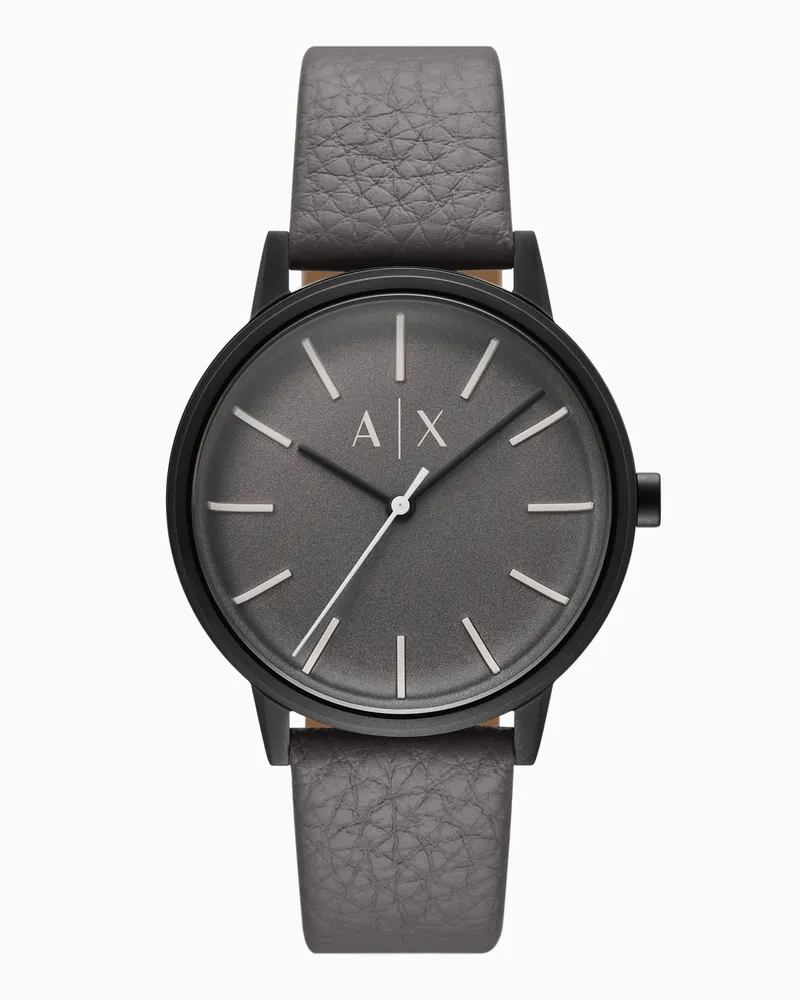 Armani Exchange Dreizeigeruhr aus grauem Leder Mehrfarbig