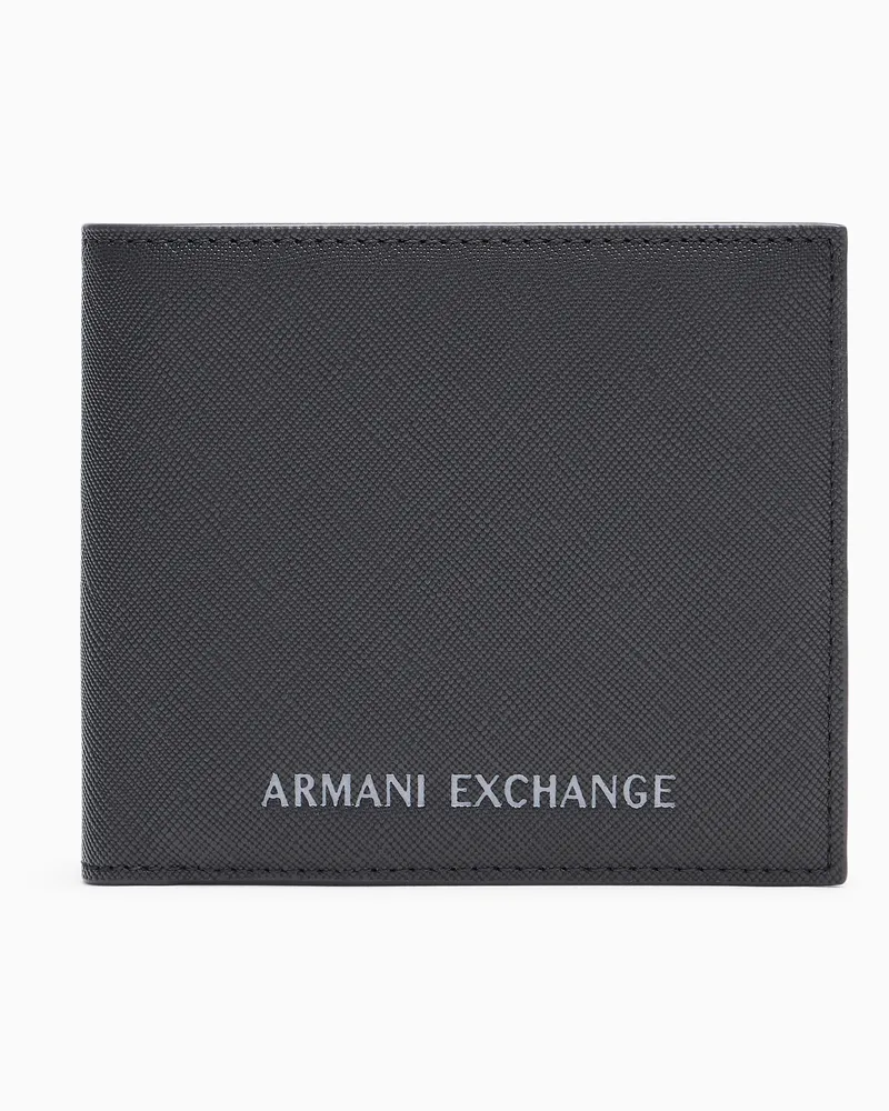 Armani Exchange Strukturierte Geldbörse mit Münzfach und Kartenfächern Schwarz