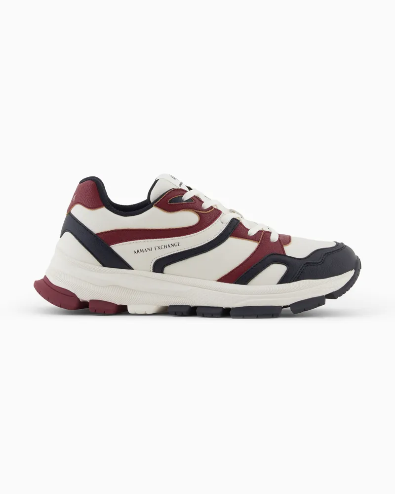 Armani Exchange Klobige mehrfarbige Sneakers Weiß