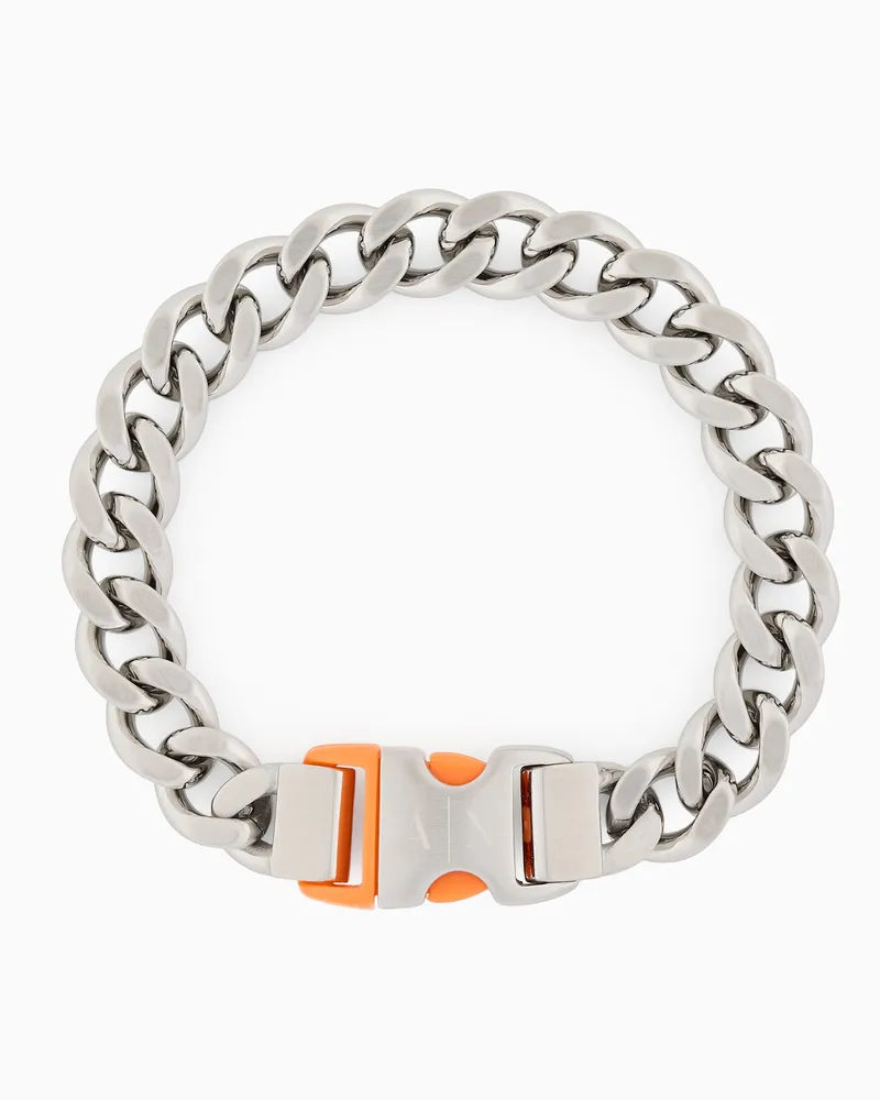 Armani Exchange Glieder-Armband aus Edelstahl und orangefarbenem Nylon Mehrfarbig