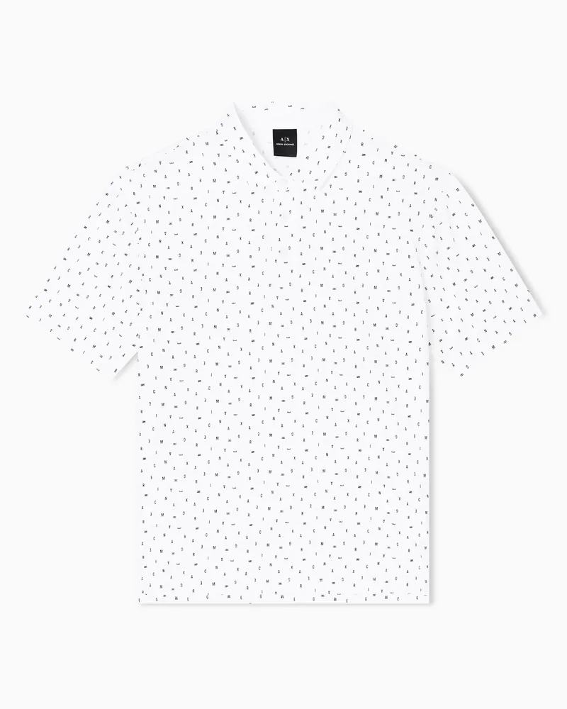Armani Exchange Poloshirt im Regular Fit mit Schriftzugmuster Weiß