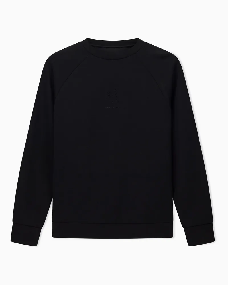 Armani Exchange Sweatshirt mit Rundhalsausschnitt und Glitzer-Logo Schwarz